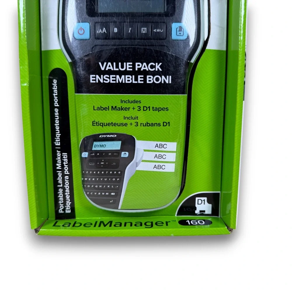 DYMO LabelManager 160 Portable Handheld Label Maker Value‎ Pack with 3 D1 Tapes